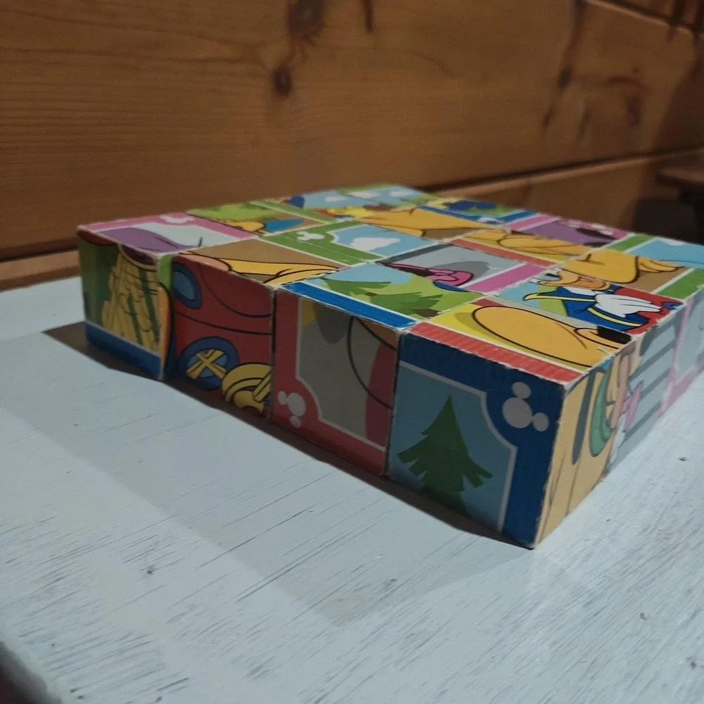 Disney Melissa & Doug MICKEY & FRIENDS Wooden Cube Puzzle 16 pieces 6 puzzles B3